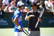 Pete Sampras with Novak Djokovic at the 2019 Indian Wells Masters